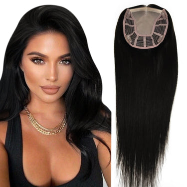 [Virgin Hair] 6"*7" Mono Topper Human Hair Pieces For Women Off Black #1B| LaaVoo