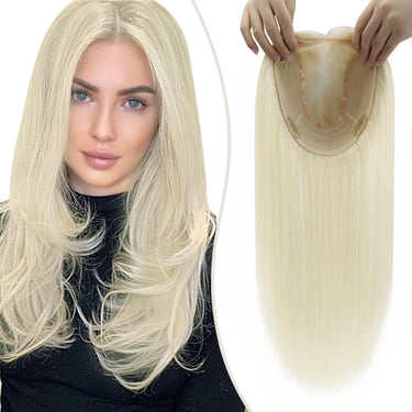 [Virgin Hair] 6"*7" Hair Topper Human Hair Platinum Blonde #60| LaaVoo