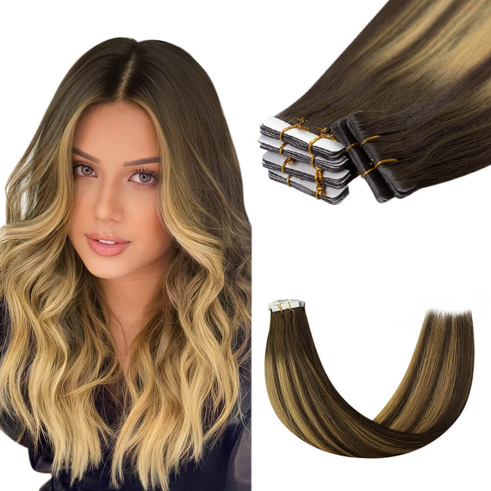 tape for tape in hair extensions balayage dark brown virgin