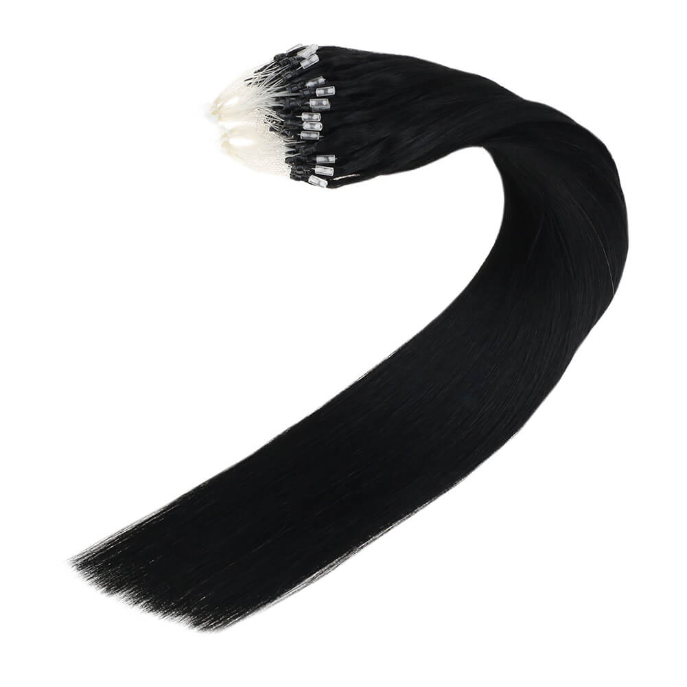 black micro link hair extensions remy hair straight