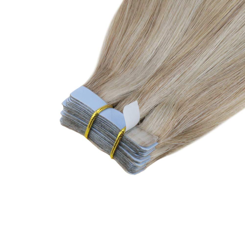 blonde highlight human hair extensions glue in