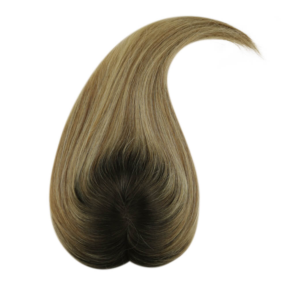 hair topper virgin hair balayage brown with blonde