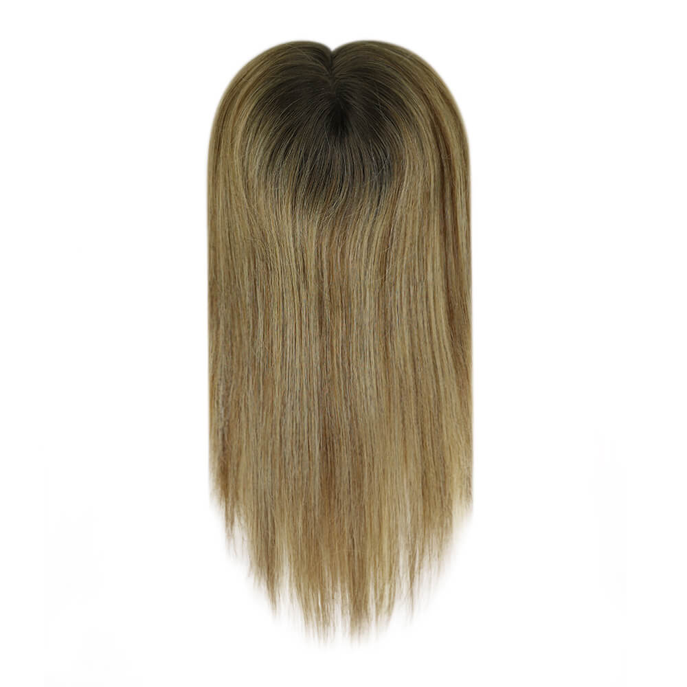 hair topper for women balayage brown with blonde