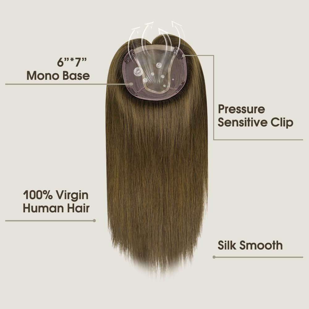 hair topper for women balayage brown human hair