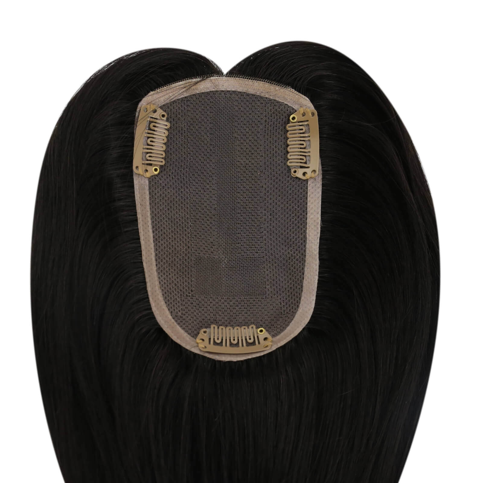[Virgin Hair] 7,6 x 12,7 cm Echthaar-Mono-Topper für Frauen, natürliches Schwarz, #1B LaaVoo
