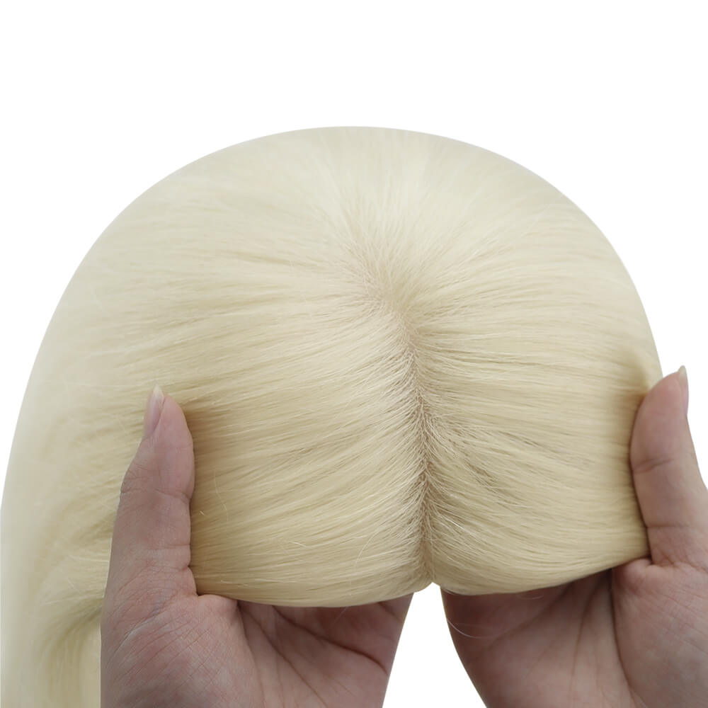 virgin hair topper 6*7 platinum blonde