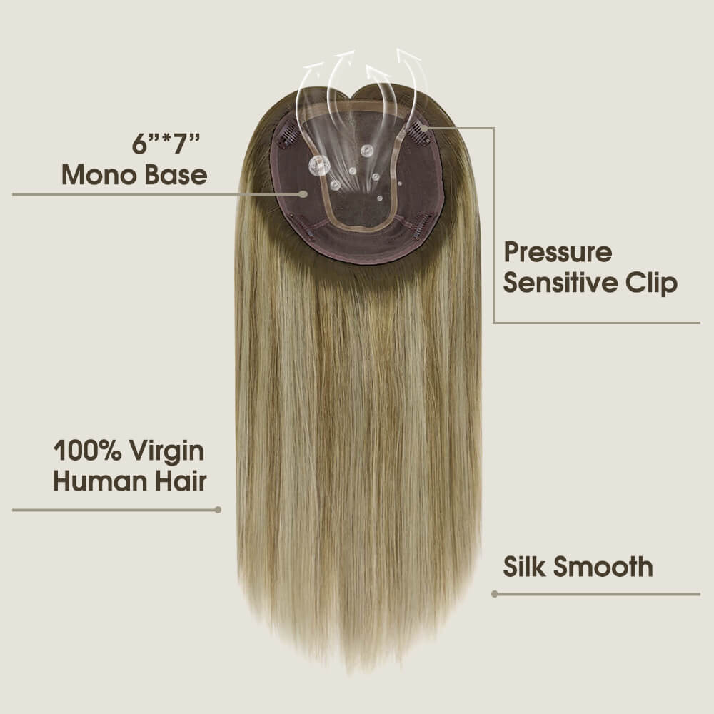 mono base virgin hair topper balayage brown