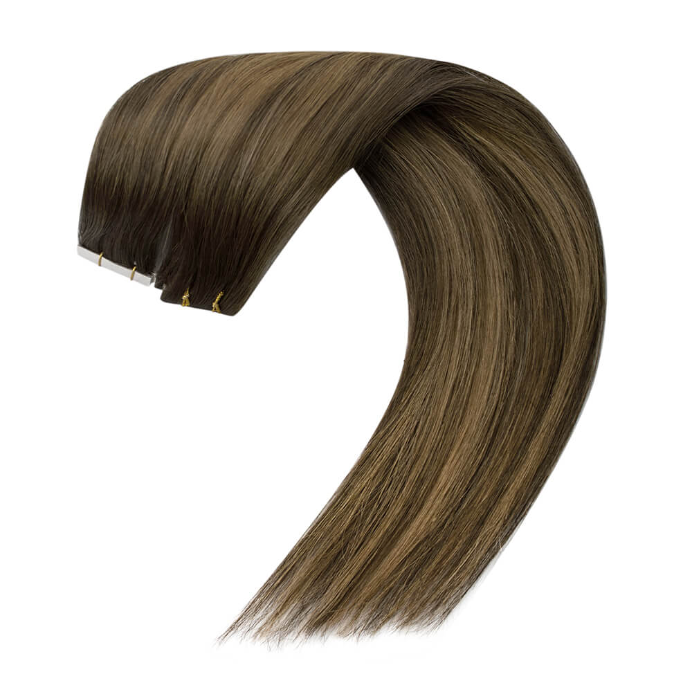injection tape in hair extensions virgin hair balayage brown straight