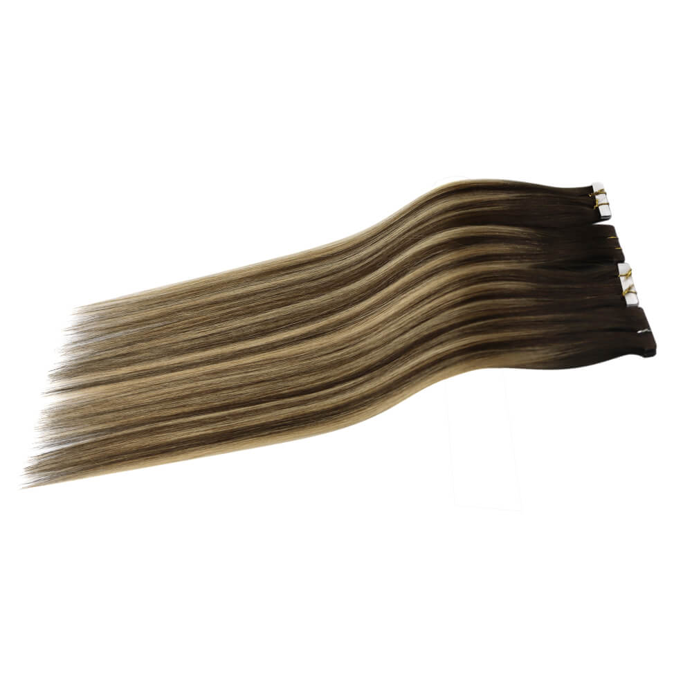injection tape in hair virgin hair balayage brown with blonde