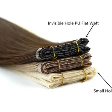 invisible hole pu flat weft virgin hair