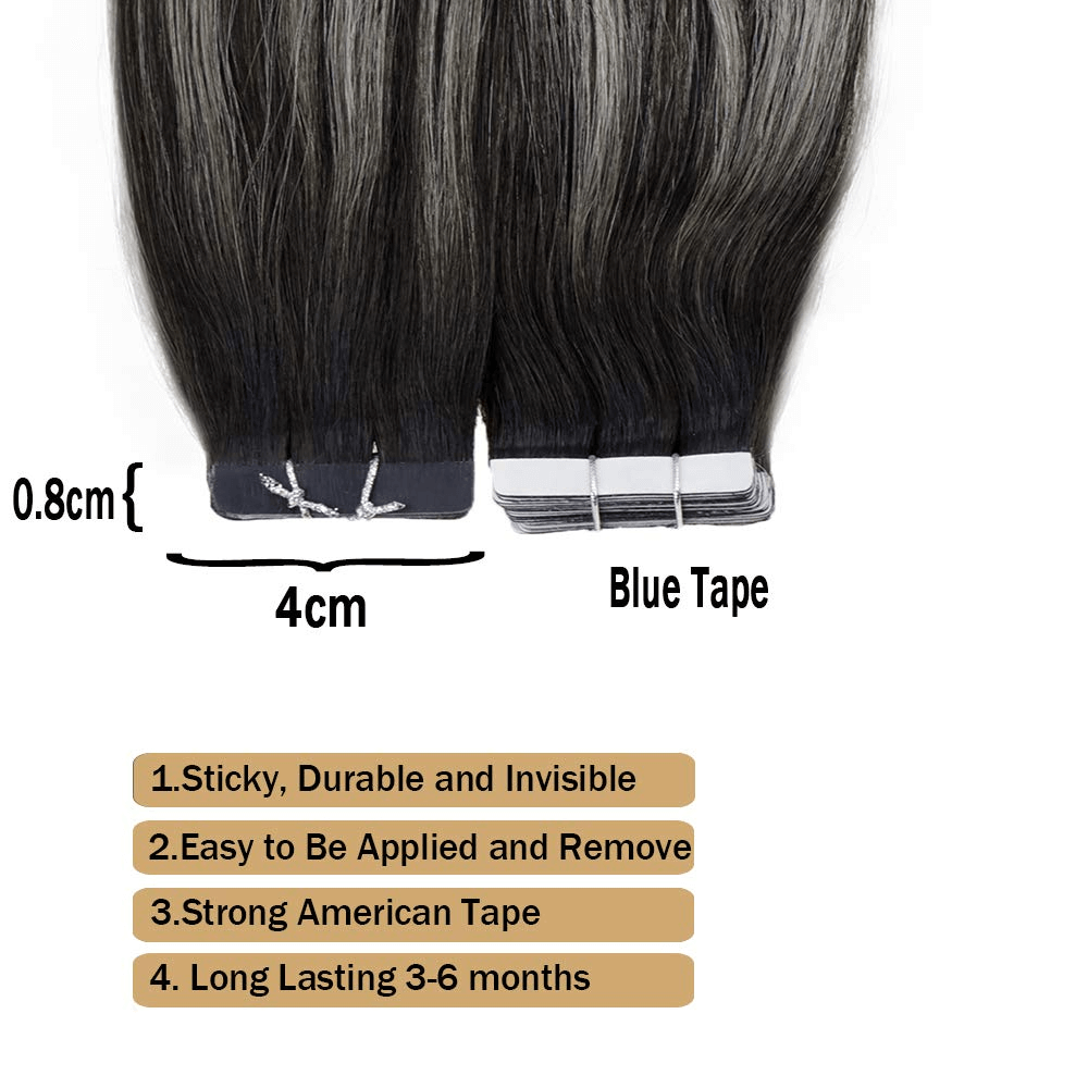 black to silver tape ins human hair balayage human hair