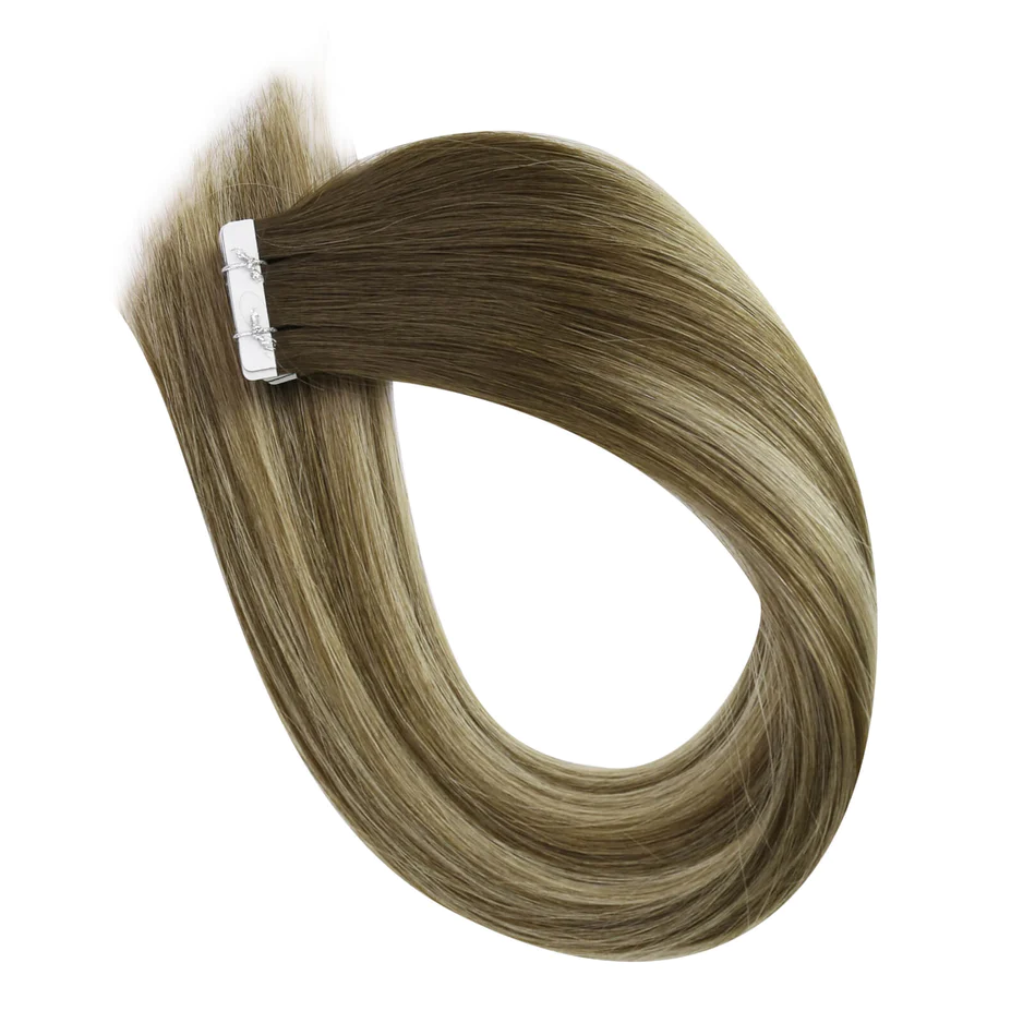 virgin tape ins balayage brown with blonde silky smooth