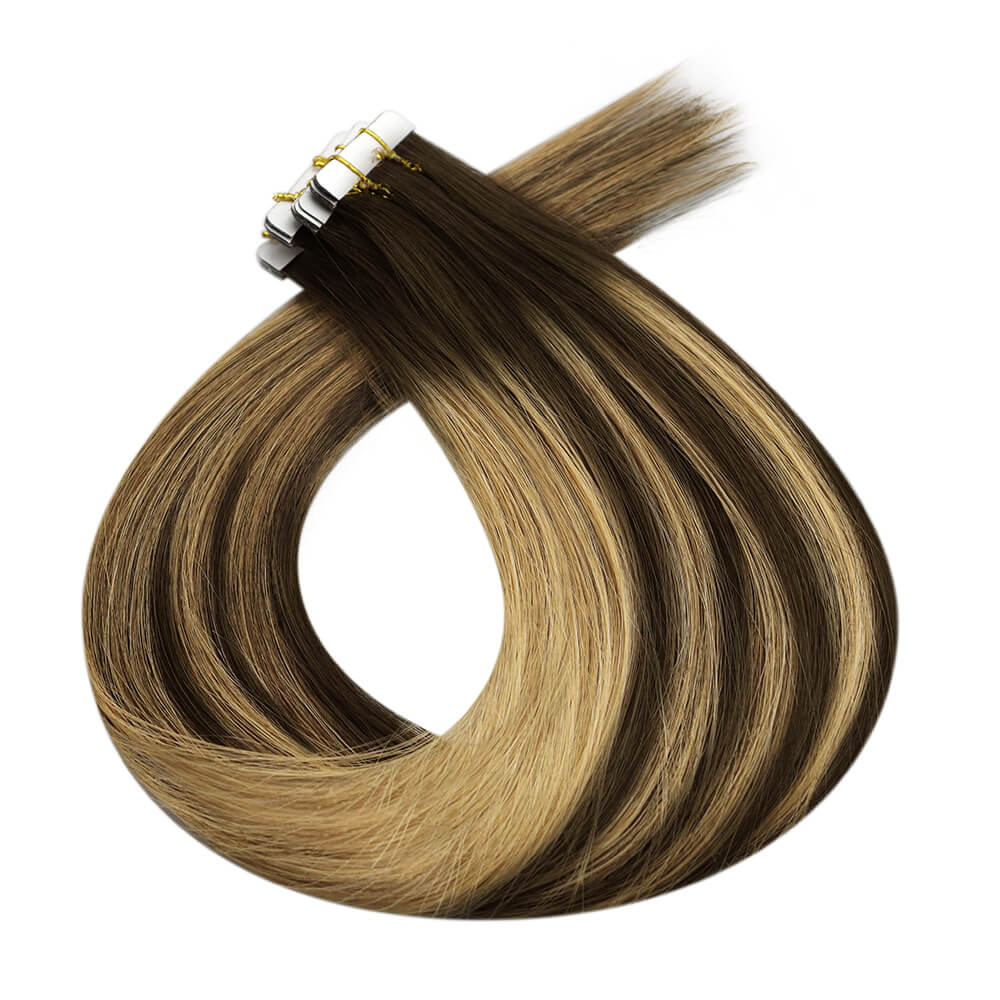 tape in hair extensions seamless balayage brown