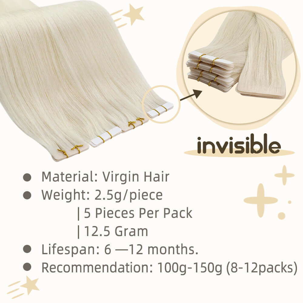 tape in hair extensions invisible platinum blonde