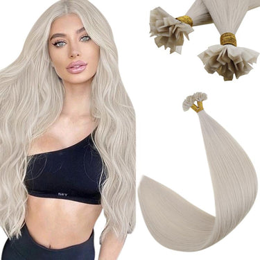 [ Virgin Hair] K Tip Hair Extensions Human Hair Whitest Blonde #1000|  LaaVoo