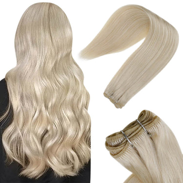Faisceaux de Cheveux Professionnels Vrais Cheveux Humains Double Trame Platinum Blonde #60 | LaaVoo