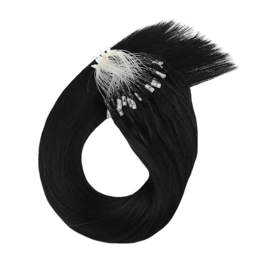 micro ring hair extensions jet black straight