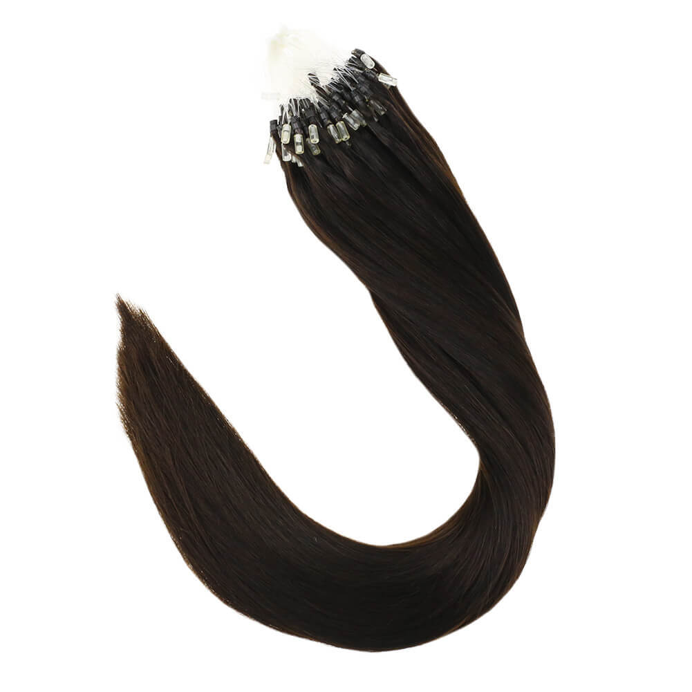 micro ring hair extendiond remy hair dakest brown straight