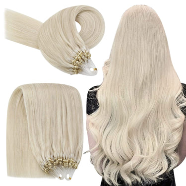 micro ring hair extensions remy hair platinum blonde