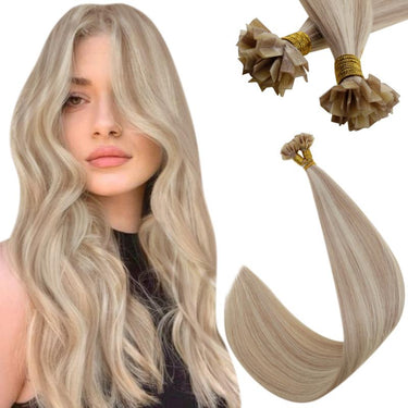 [ Virgin Hair] K Tip Hair Extensions Human Hair Highlight Ash Blonde #P18/613 LaaVoo