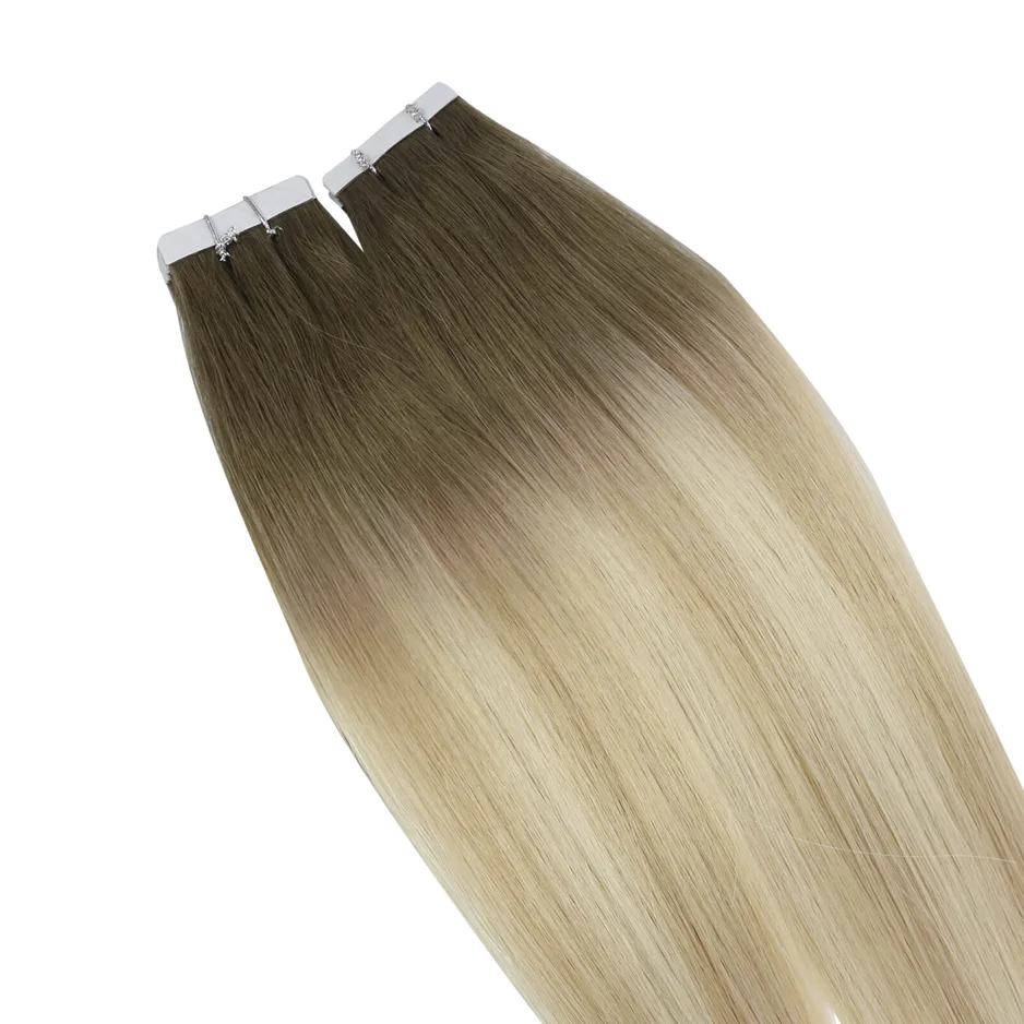 tape in hair balayage brown to blonde virgin real human hair