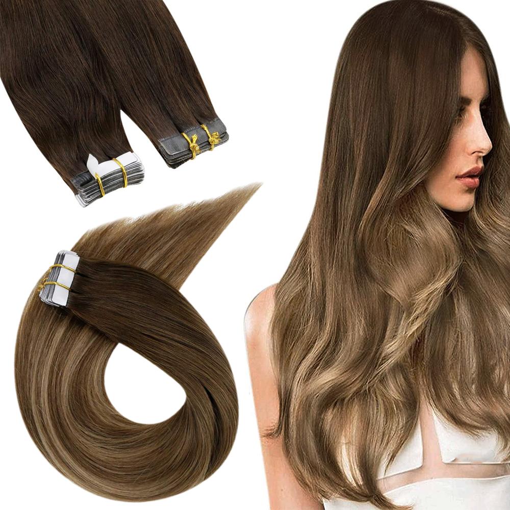 seamless tape in hair extensions balayage brown to blonde