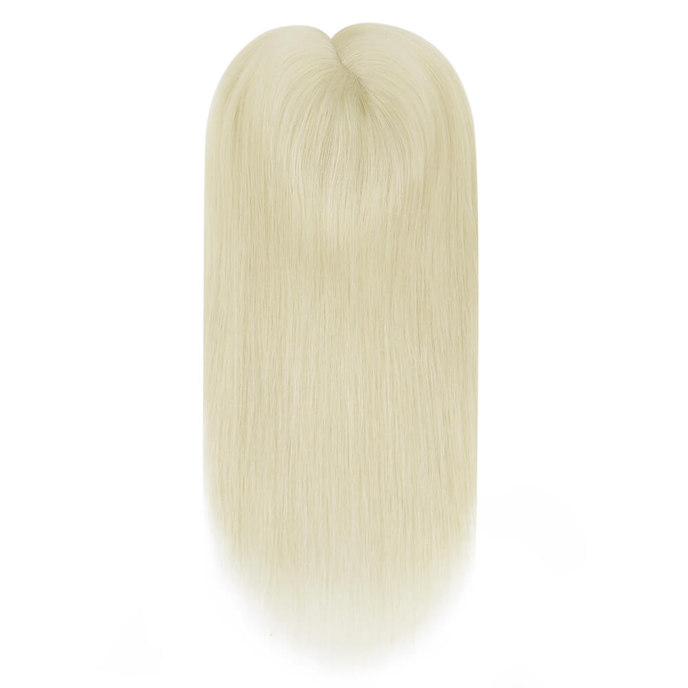 virgin hair topper platinum blonde silky smooth