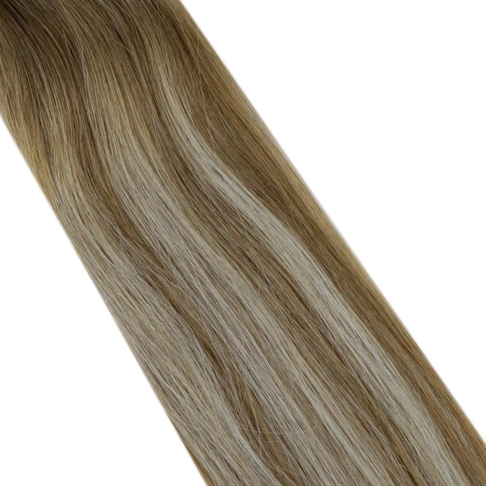 natural tape in hair extensions balayage light brown mixed platnum blonde