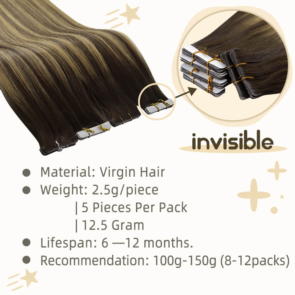 injection tape in hair extensions virgin hair balayage darkest brown with blonde