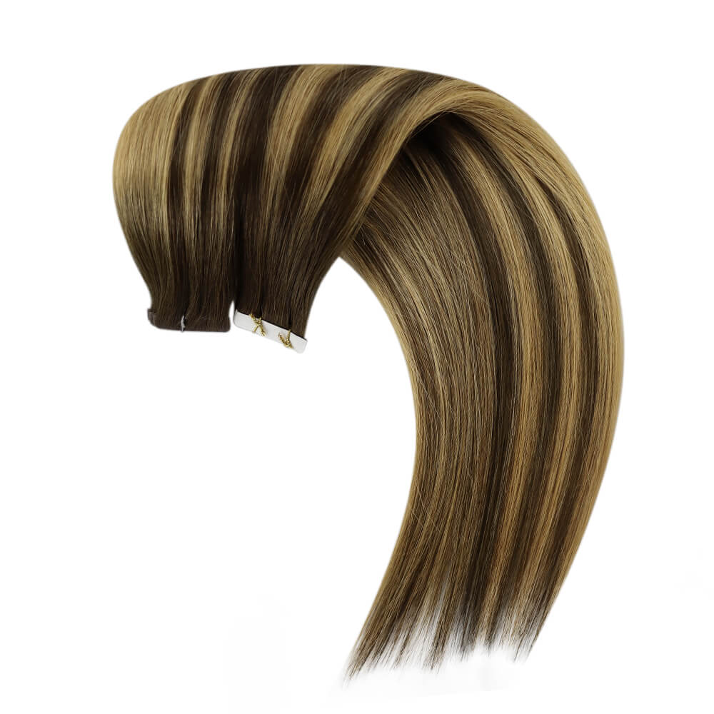 tape in hair extensions virgin hair balayage brown mixed blonde