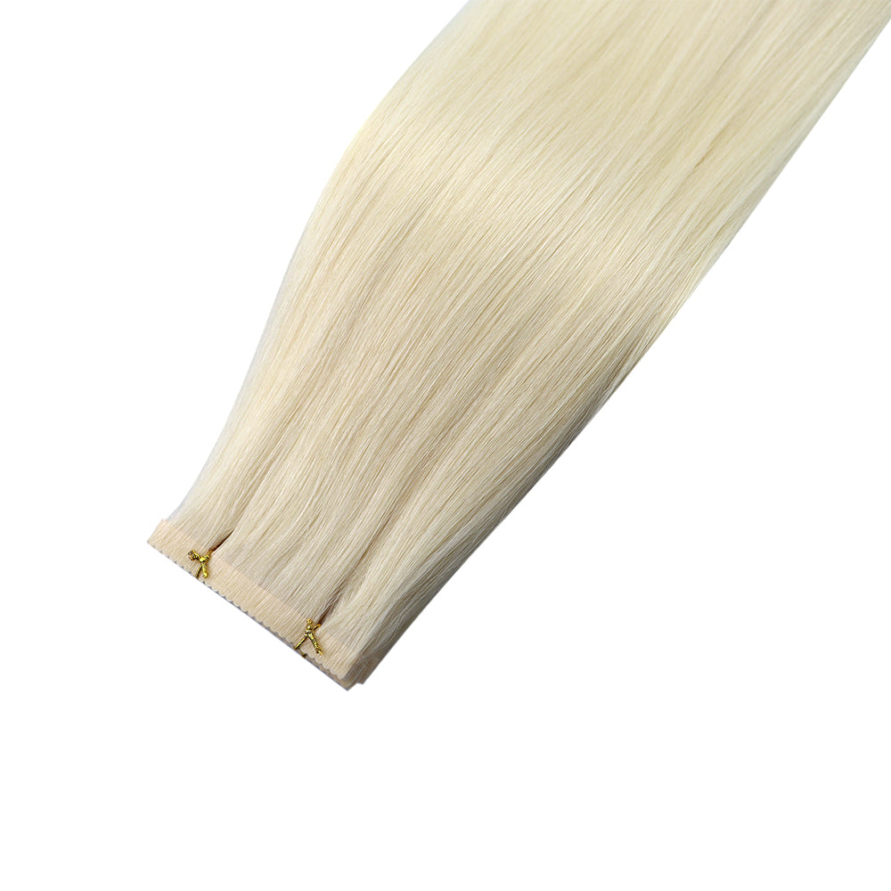 virgin hair flower inbjection tape in real hair extensions whitest blonde
