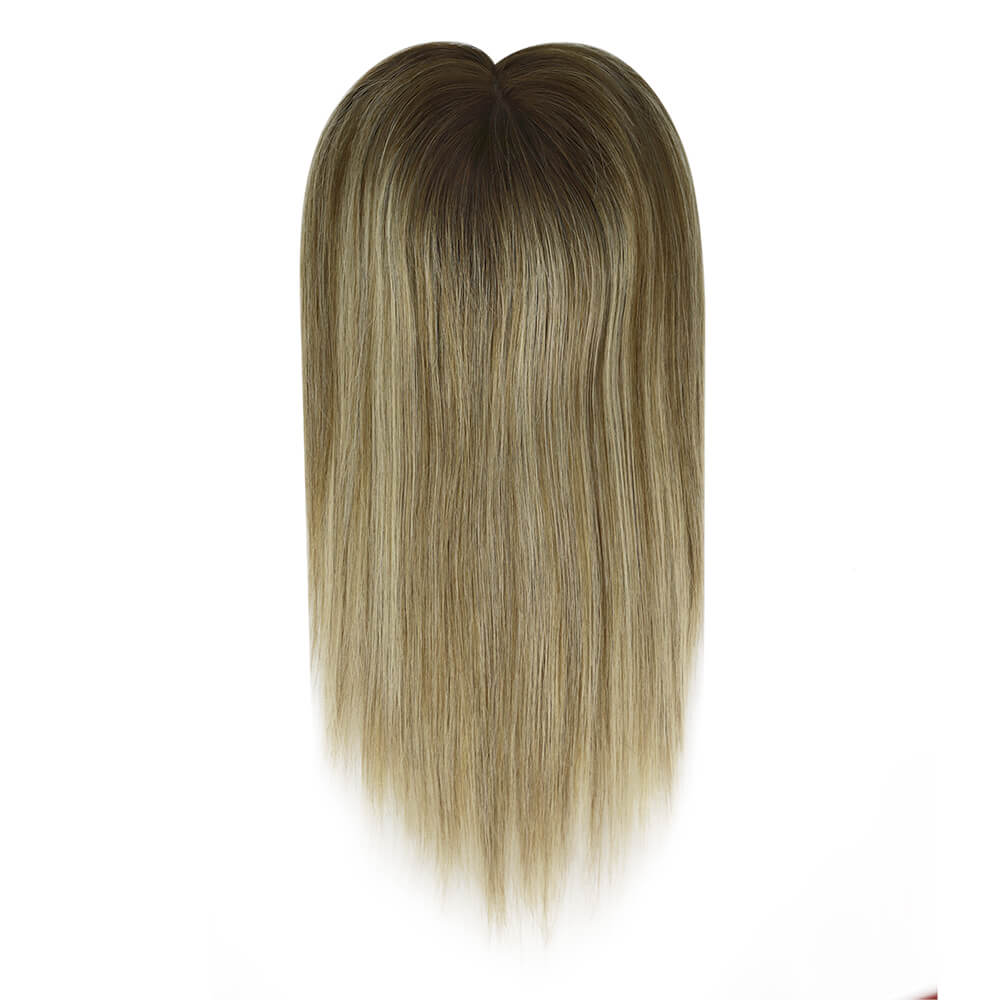 hair topper for women balayage brown to blonde virgin hair