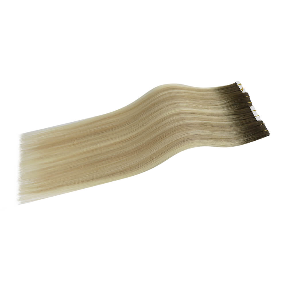 virgin injection tape in hair balayage blonde