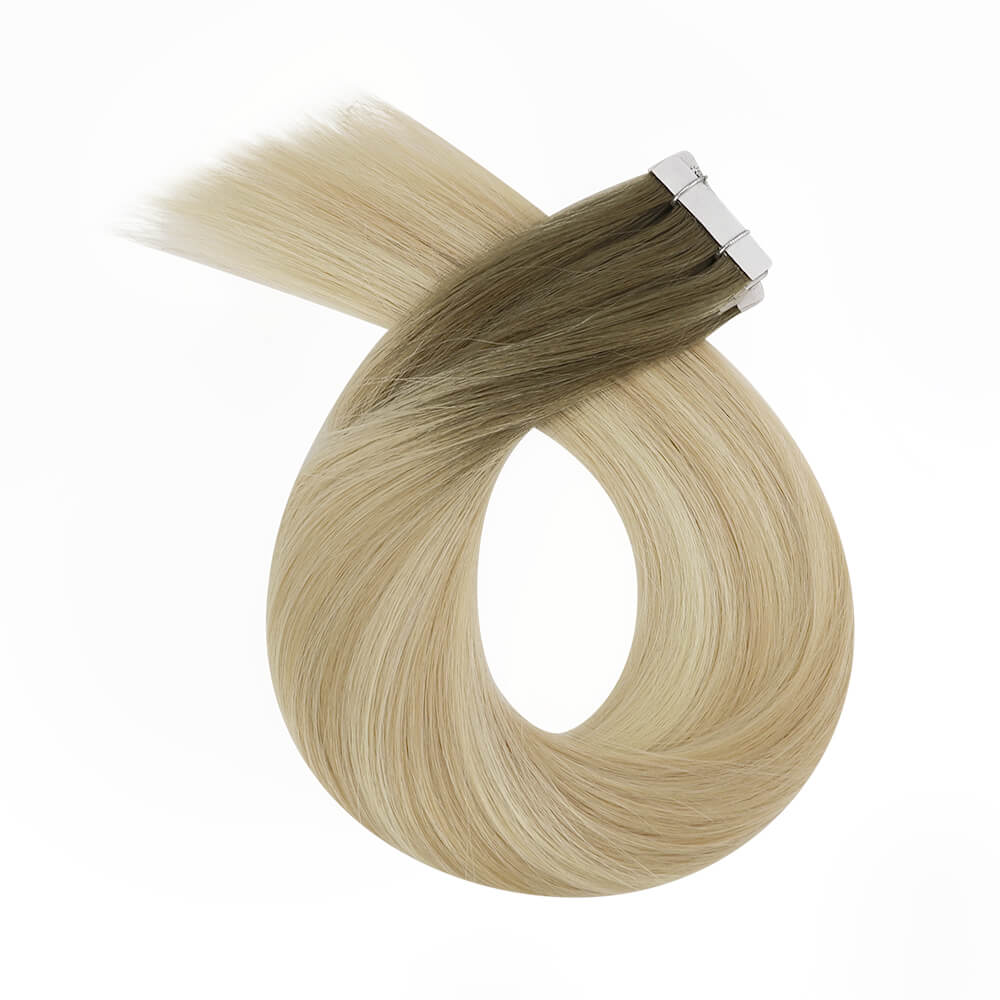 silky smooth tape in hair balayage blonde