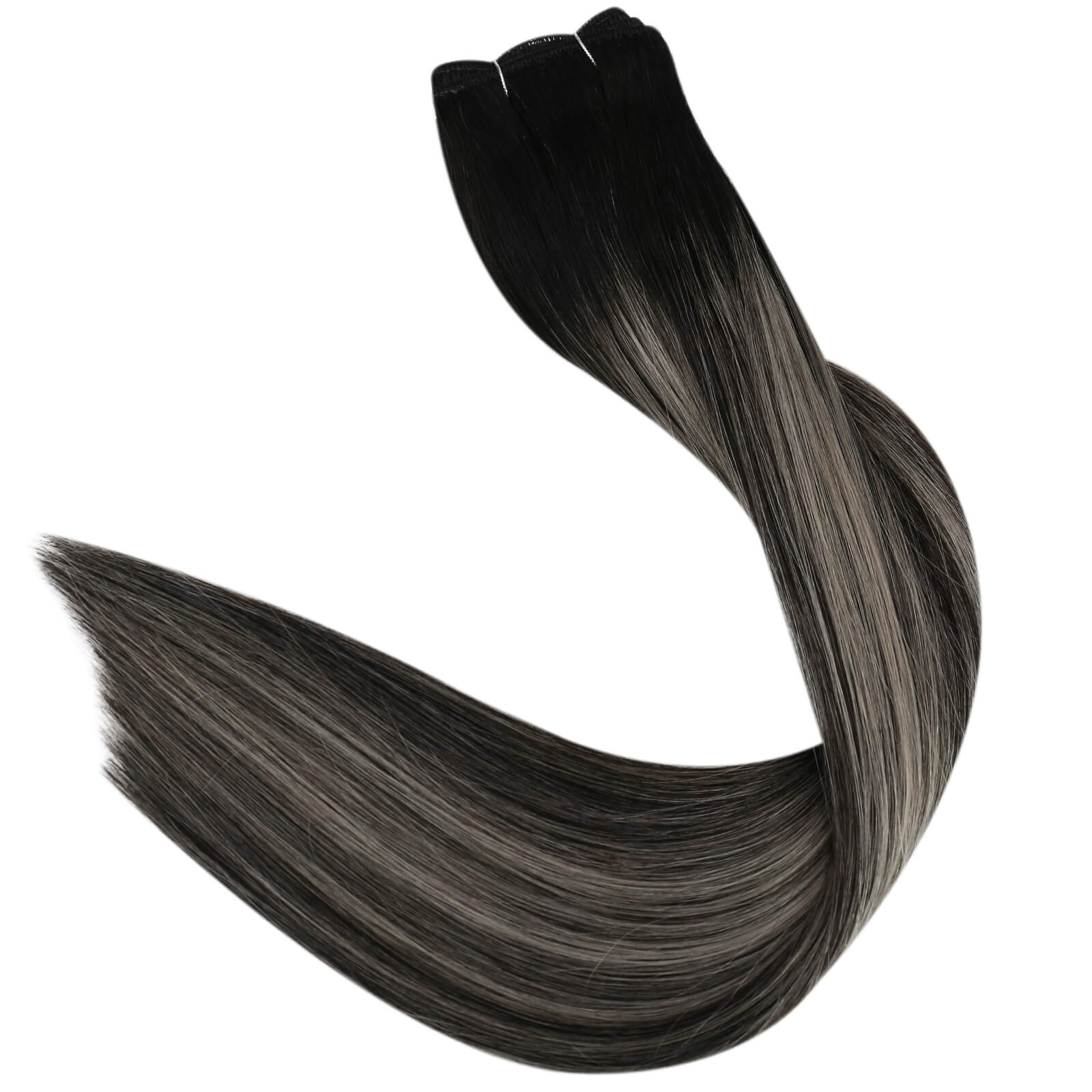 weft extensions black with silver