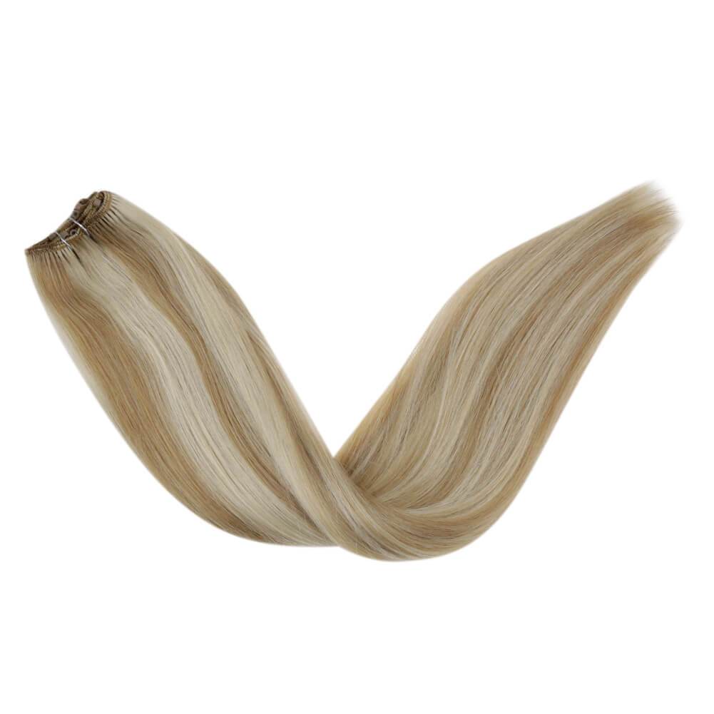light weight remy micro beaded weft highlight blonde