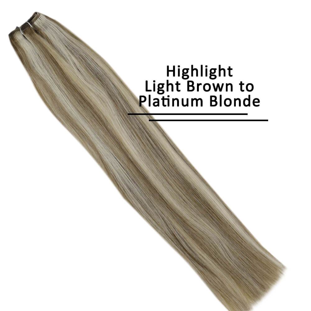 highlight brown mixed blonde micro beaded weft extensions