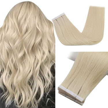tape in extensions virgin human hair platinum blonde