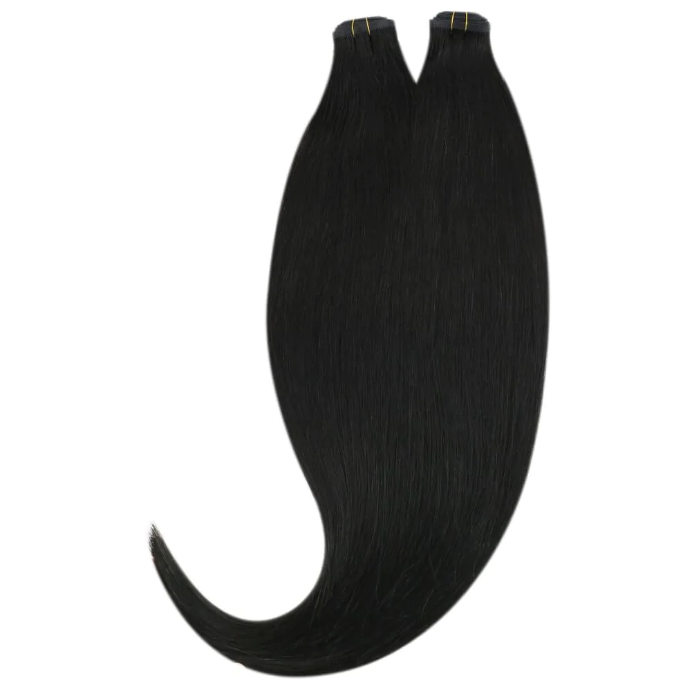 black flat silk hair weft