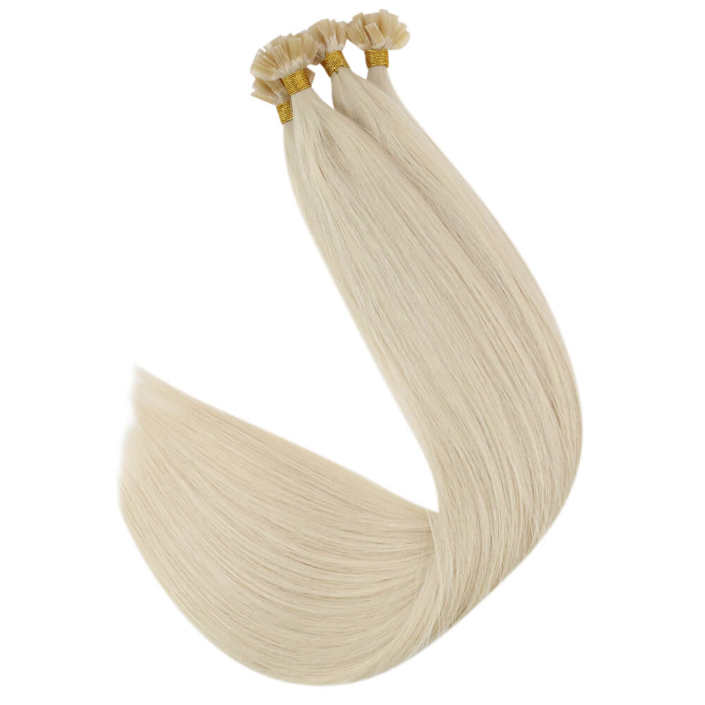 silk smooth k tip extensions whitest blonde