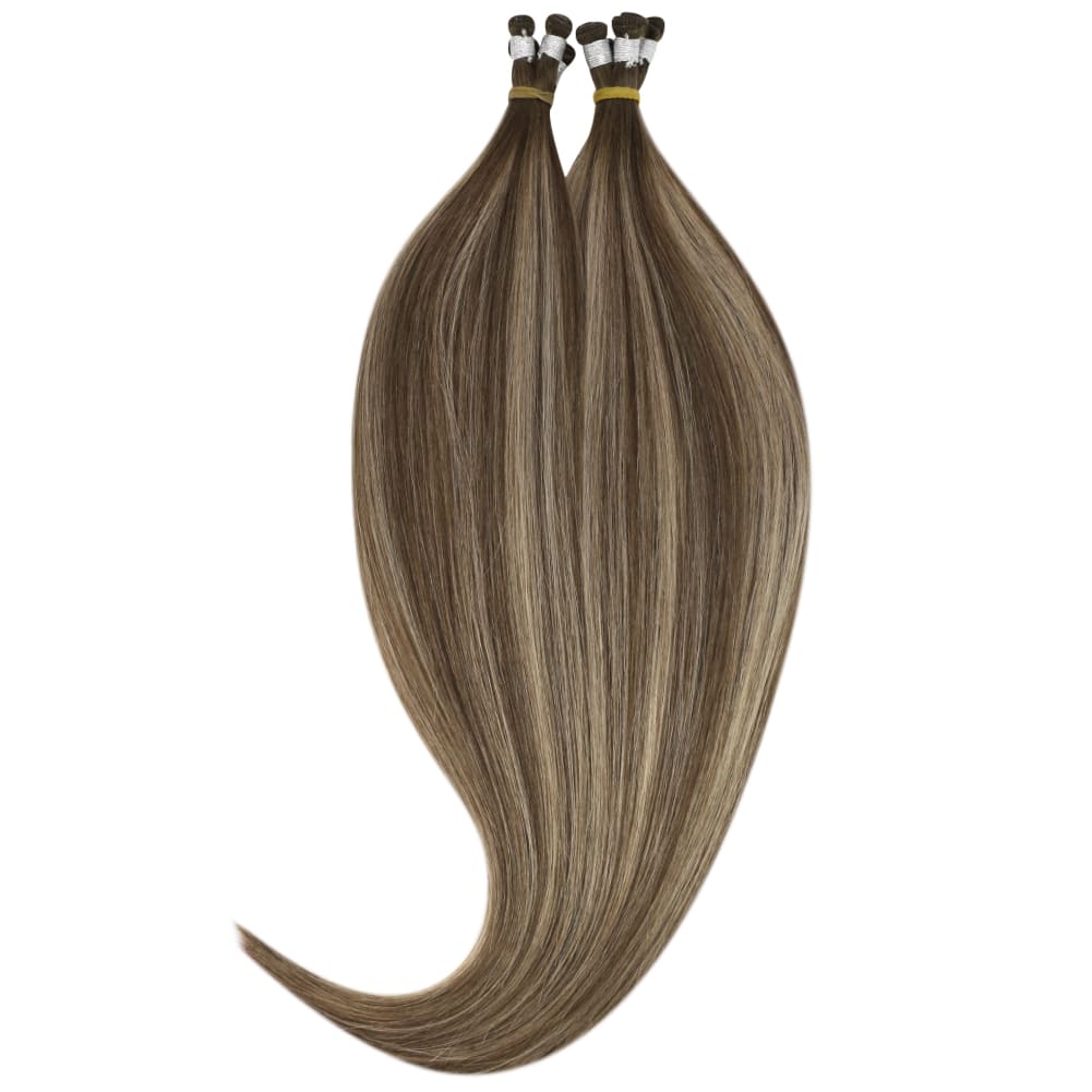 hand tied weft extensions brown