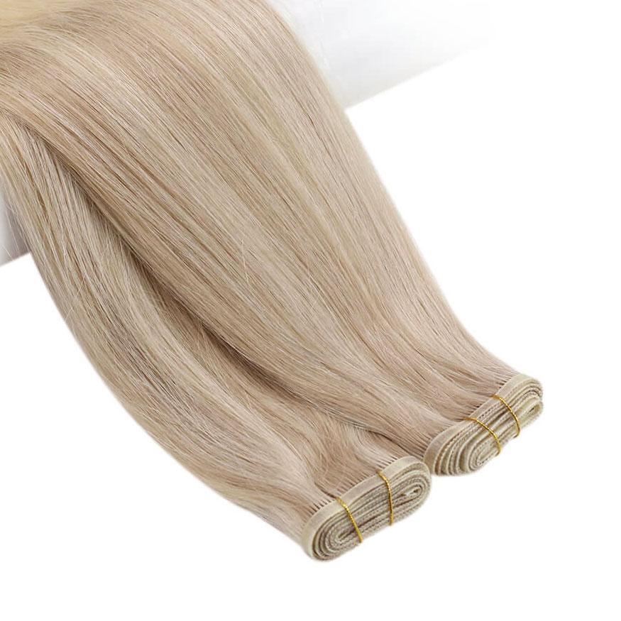 flat silk hair weft highlight blonde