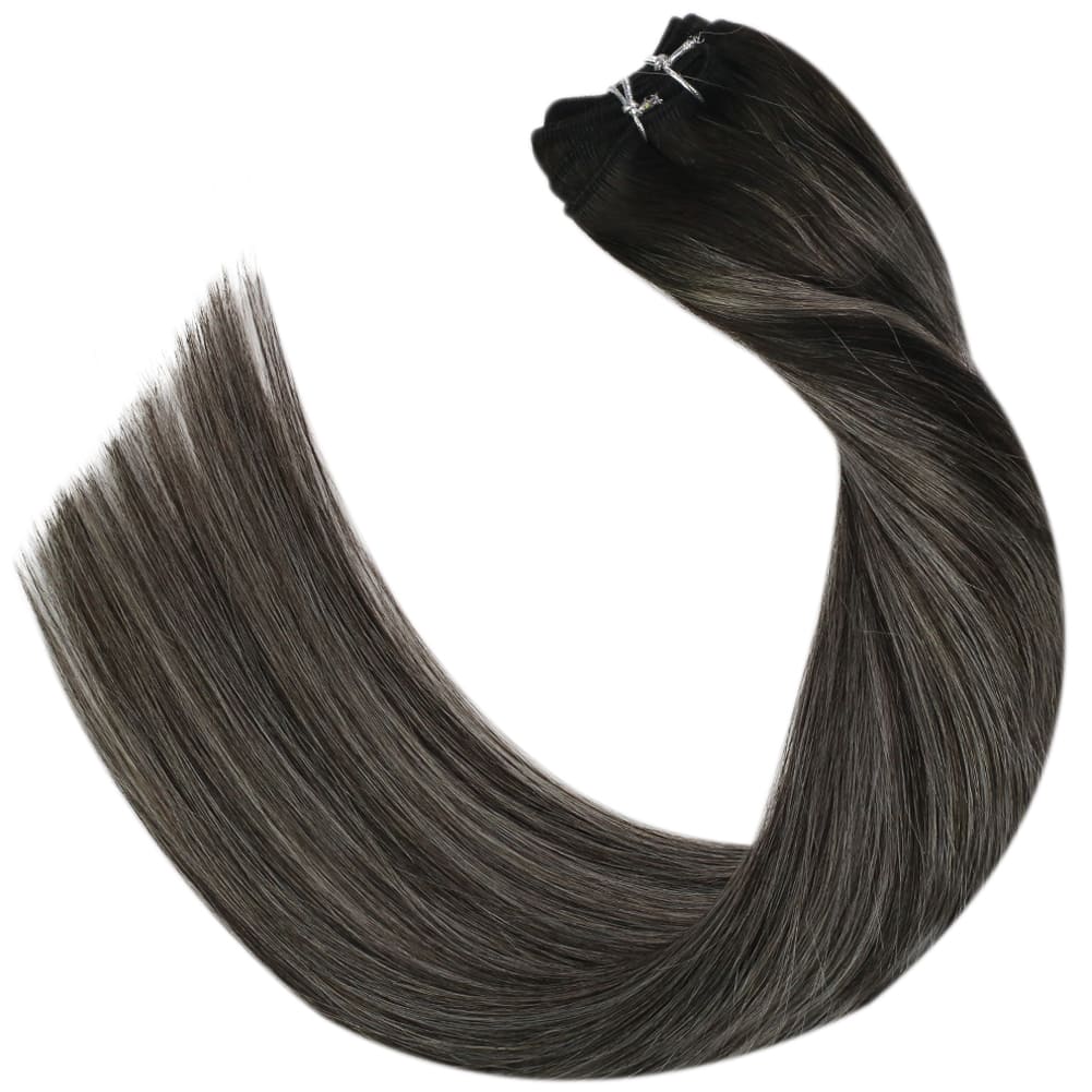black and silver hair extensions bundle