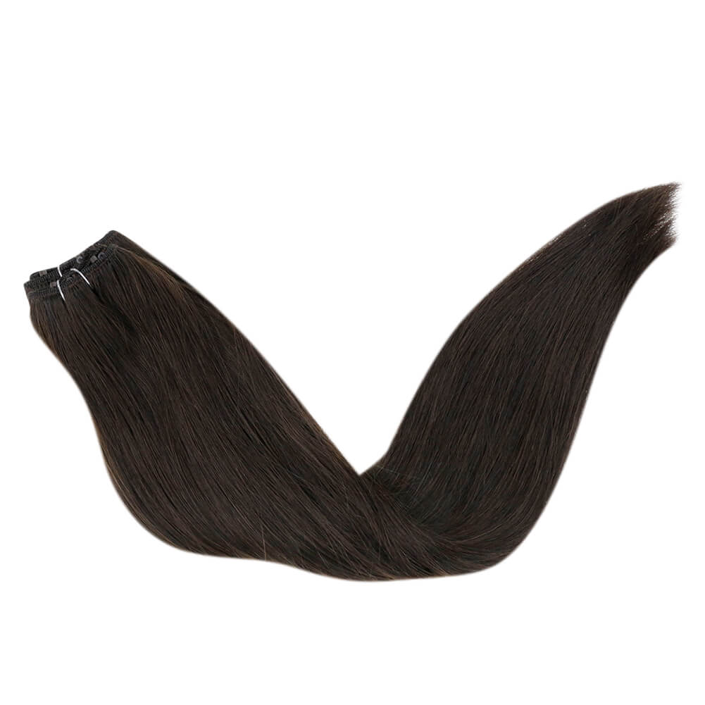 darkest brown micro beaded weft hair extensions