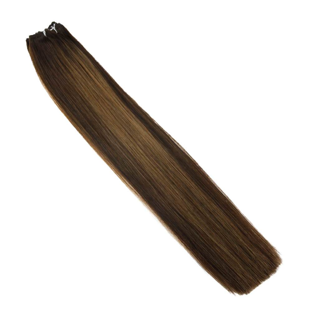 silk smooth weft hair extensions with microbeads