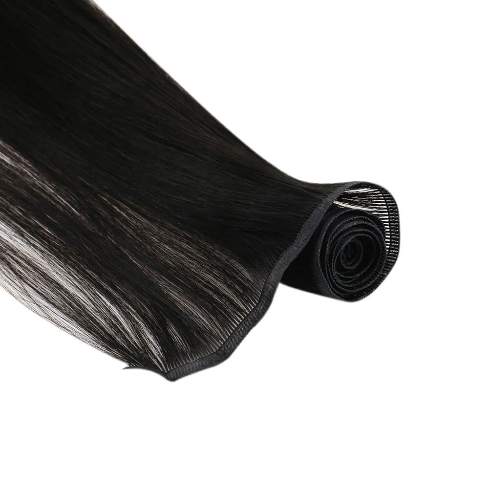 Virgin real human flat silk hair bundle black