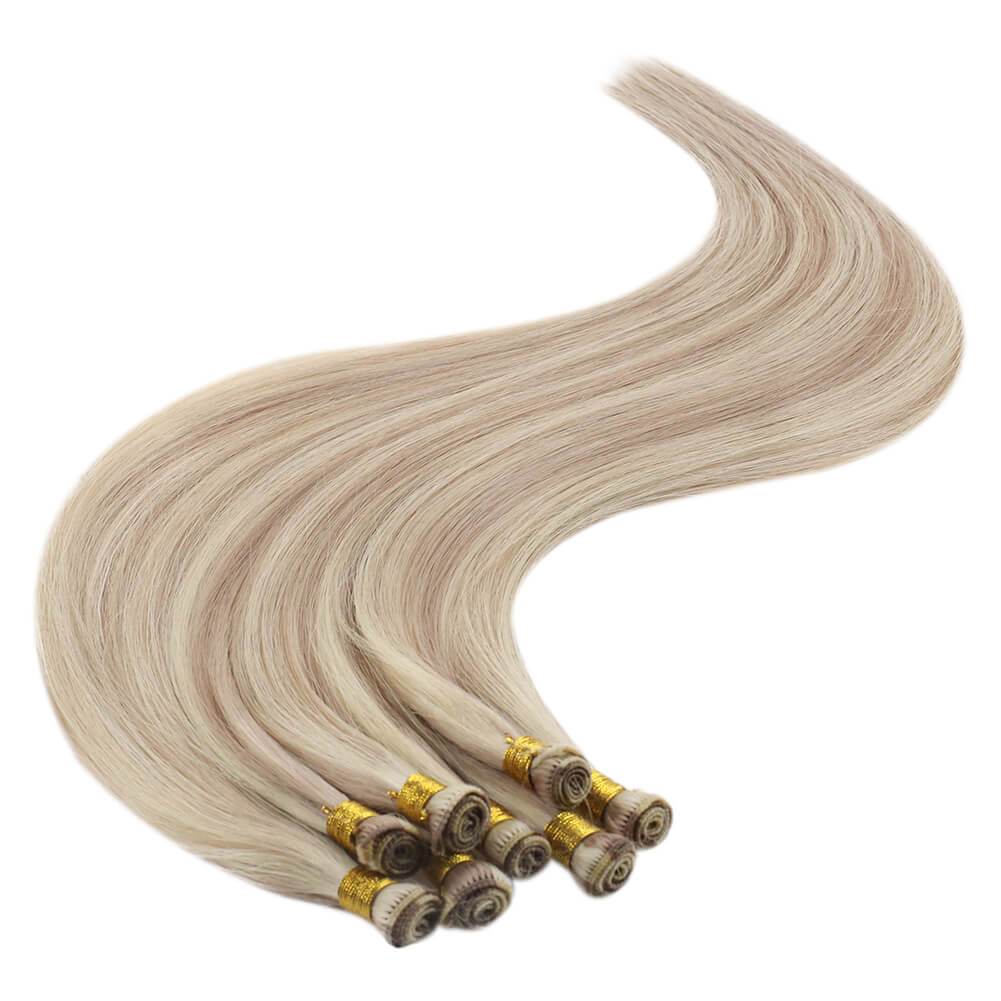 Natural Human Hair Hand Tied Weft Extensions