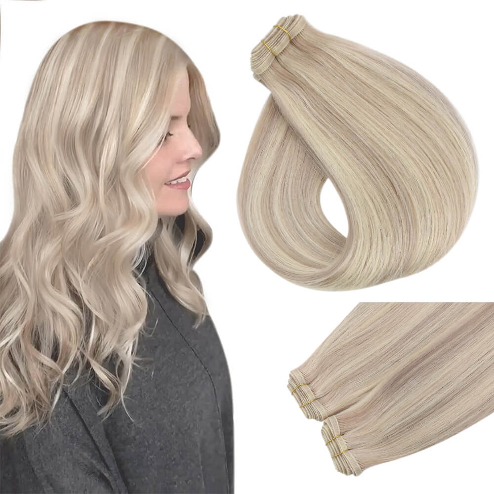 Human hair flat weft extensions