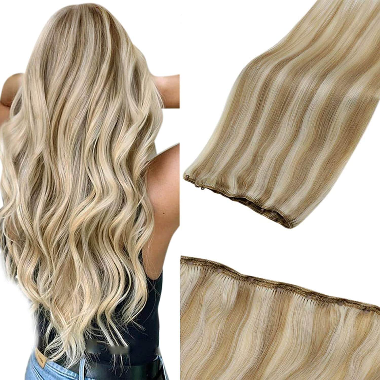 Straight remy micro beaded weft hair extensions