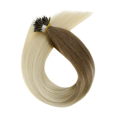 nano ring hair extensions remy hair balayage brown mixed blonde silk smooth